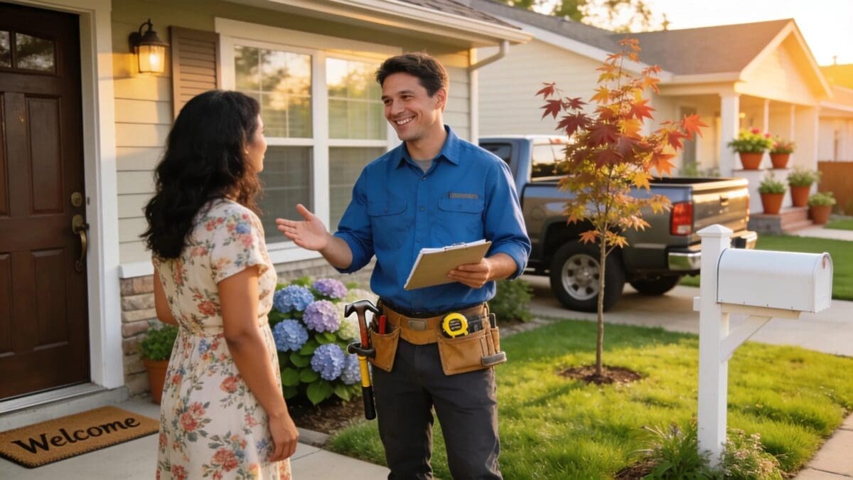 Contractor providing personalized service to a local customer in a neighborhood setting