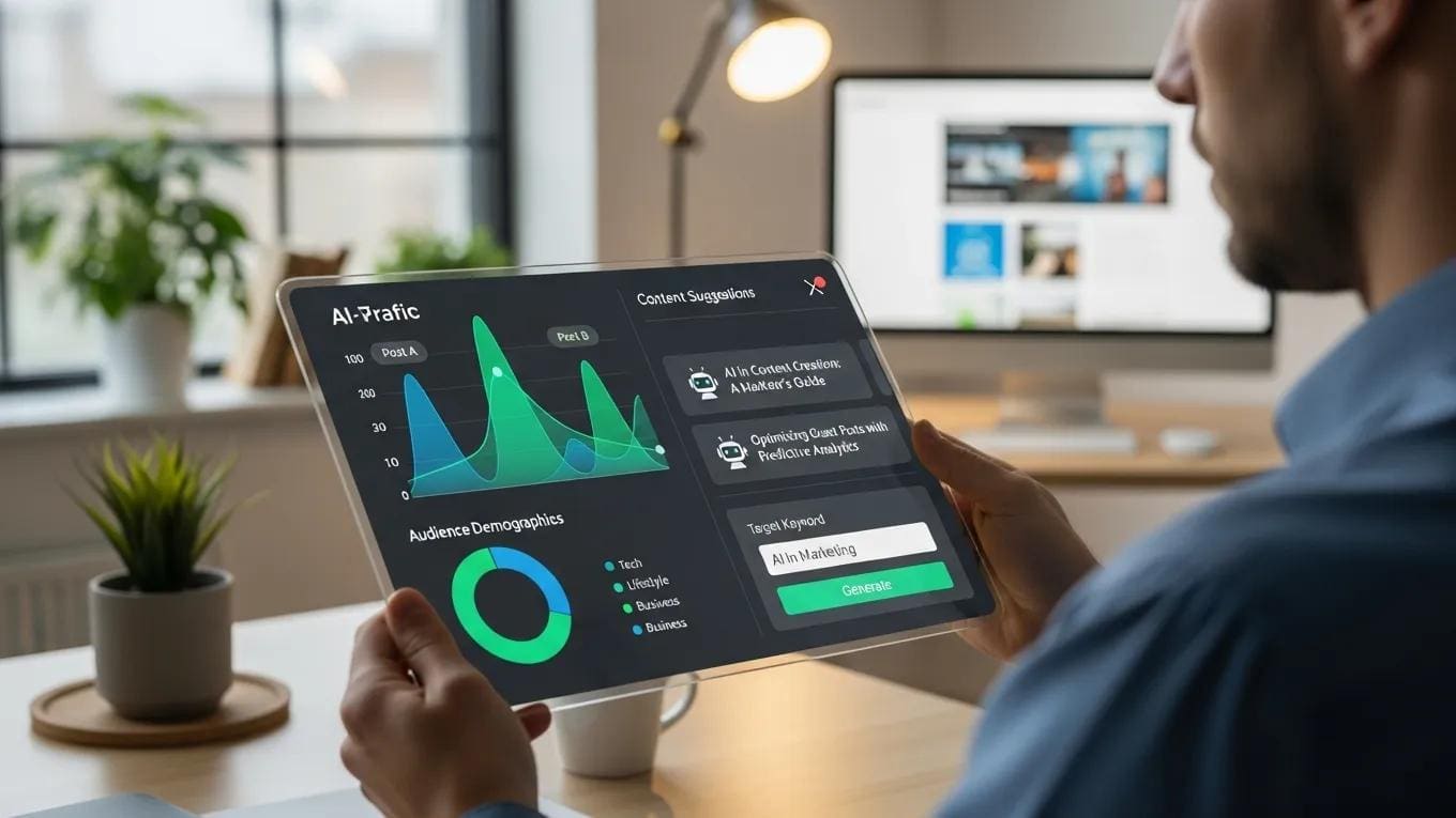 Digital interface showcasing AI tools for optimizing guest post acquisition